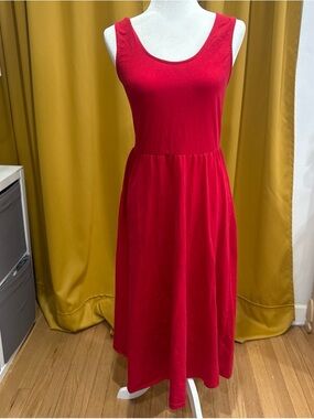 Who What Wear Bright Red Sleeveless Midi Dress